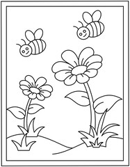 
Beautiful spring flowers line vector design

