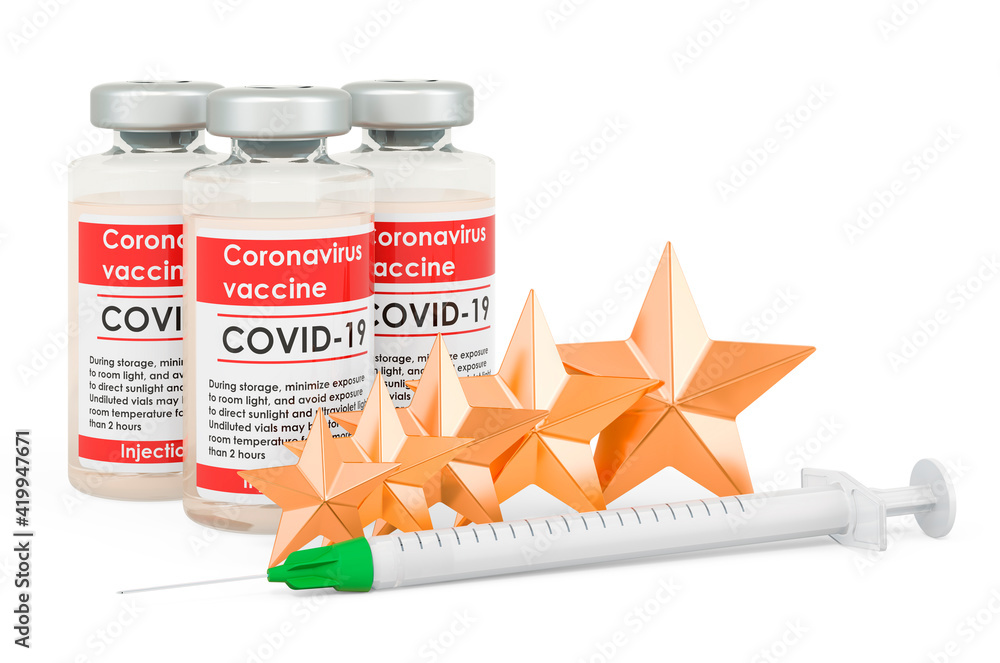 Poster rating of vaccine. 3d rendering