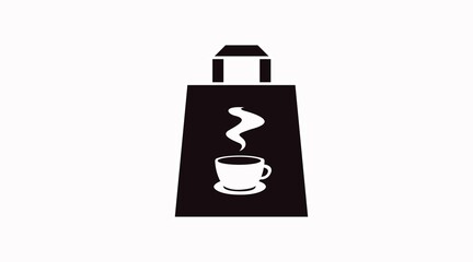 Vector Isolated Black and White Take Away Coffee Bag Icon or Sign