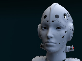 portrait of a robot woman. abstraction on the topic of technology and games. 3d illustration