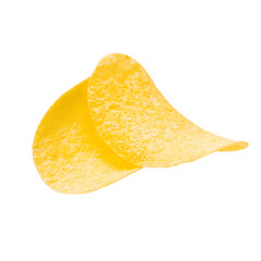 yellow potato chip isolated on white background. chip slice cut out