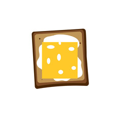 Sandwich with cottage cheese and cheese on a white background. Vector illustration.