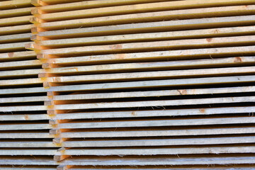 Drying of raw wood in a natural way under cover