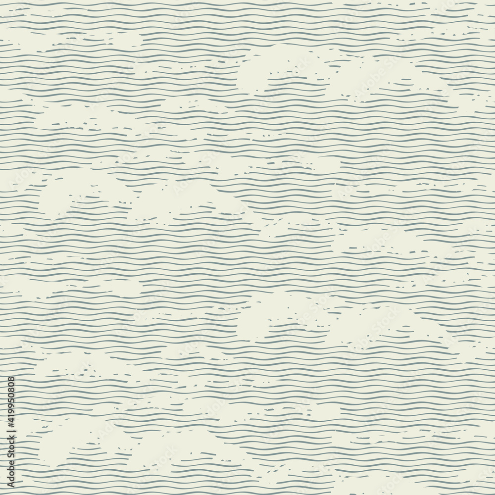 Poster vector seamless pattern with abstract wavy pattern, imitation of the sea waves or clouds in the sky.