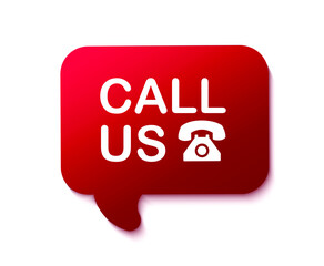 Red easy vector illustration isolated paper bubble banner call us. This element is well adapted for web design.