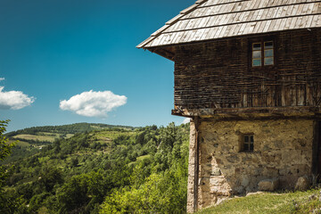 Old wooden abandoned house in the countryside