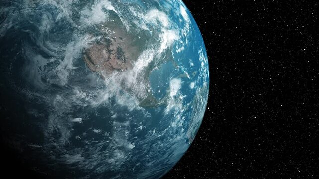 Close up shot of earth rotating in outer space