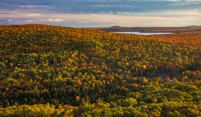 Fototapeta premium View of Lake Medora from Brockway Mountain near Copper Harbor in the Upper Peninsula of Michigan, USA