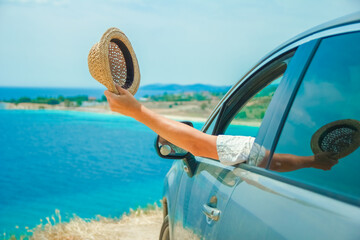 A happy guy in auto sea background