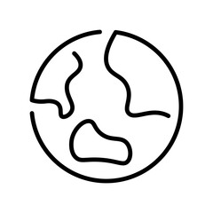 Contoured line monochrome planet Earth simple icon vector illustration global world travel eco