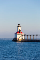 Fototapeta na wymiar Michigan City Lighthouse & Pier, Michigan City, Michigan.