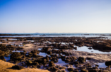 Beach in El Puerto de Santa Maria with Cádiz in the background