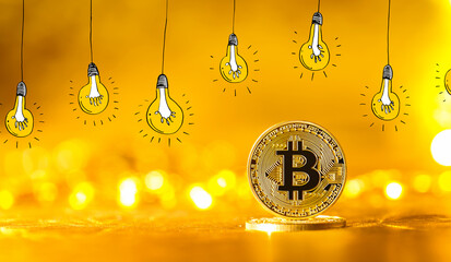 Idea light bulbs with bitcoin