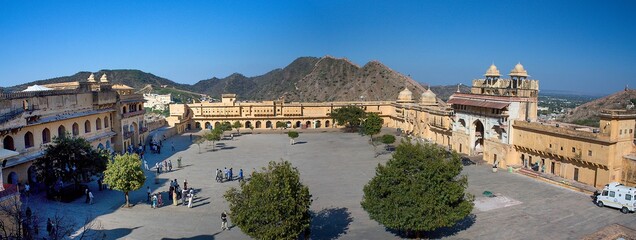 panorama view in to the Amber fort, Jaipur, Rajasthan, India