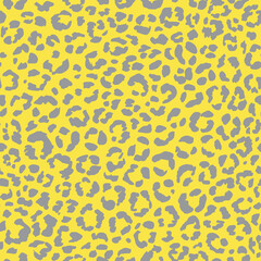Leopard seamless pattern. Yellow and grey color of the year 2021. Vector illustration.