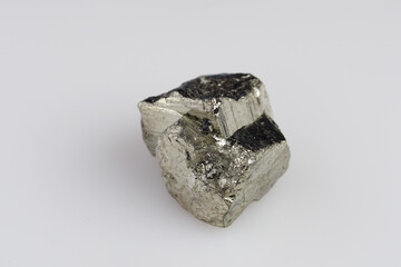Natural pyrite on white background