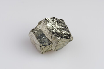 Natural pyrite on white background