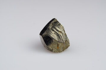 Natural pyrite on white background