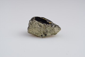 Natural pyrite on white background