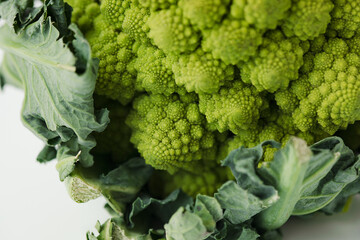 fresh diet agricultural romanesque cauliflower on white background