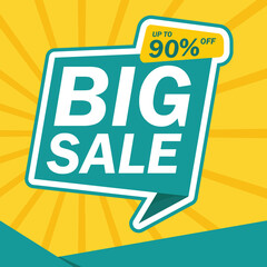 Big Sale Banner and Poster. 90% off. Promotion Banner and Concept Marketing and Digital marketing