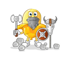 banana viking with an ax illustration. character vector