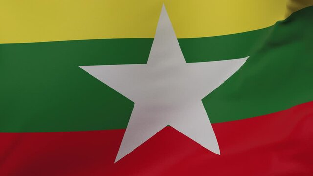 Myanmar waving flag seamless loop animation 4k.