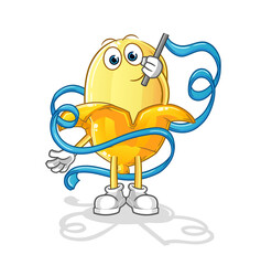 banana Rhythmic Gymnastics mascot. cartoon vector