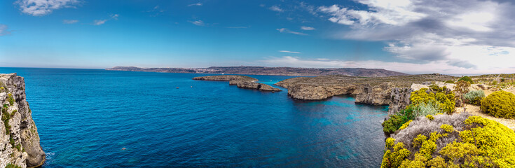 Naklejka na ściany i meble The Blue Lagoon on Comino Island, Malta Gozo.