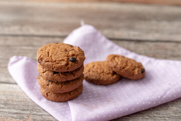 Cookies are stacked on handkerchiefs