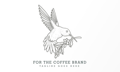 vector illustration of vintage coffee line art logo