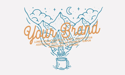 Vector outdoor line art of inspired coffee