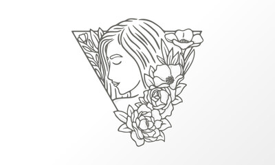 vector logo feminine beautiful woman line art
