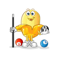 Fototapeta premium banana plays billiard character. cartoon mascot vector