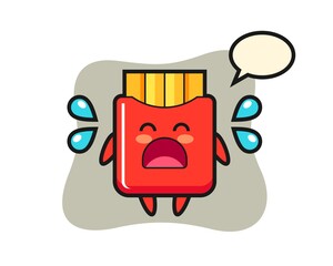 French fries cartoon illustration with crying gesture