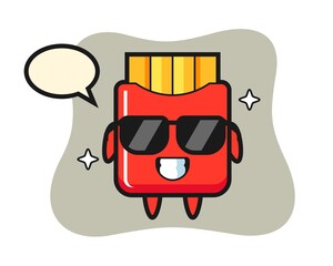 Cartoon mascot of french fries with cool gesture