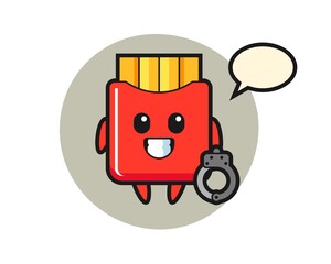 Cartoon mascot of french fries as a police