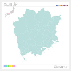 岡山県の地図・Okayama（市町村・区分け）