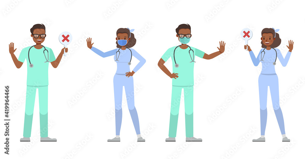 Poster doctor people working character vector design. presentation in various action with emotions.