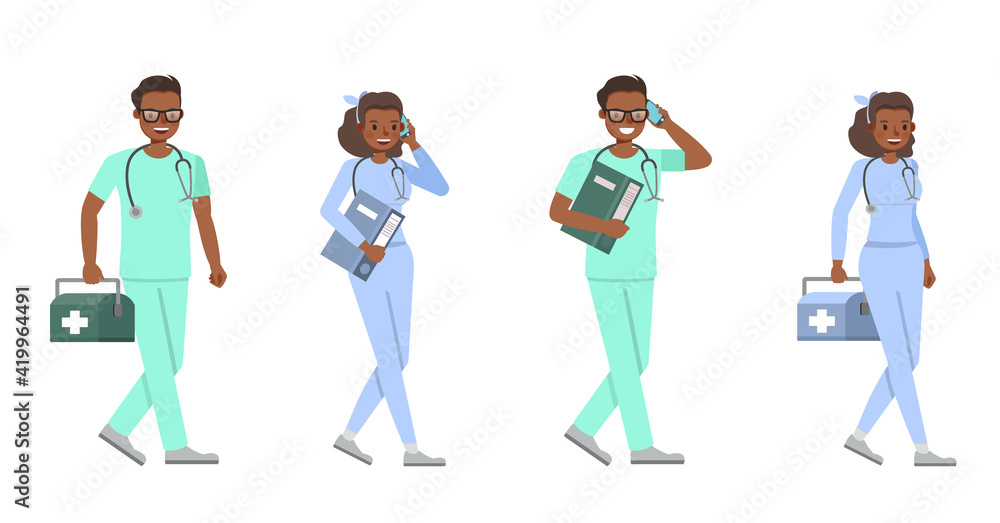 Poster doctor people working character vector design. presentation in various action with emotions.