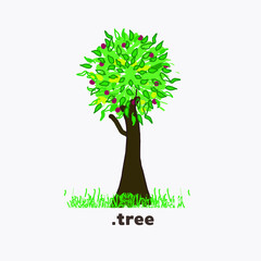 Obraz premium Abstract vibrant tree logo design, root vector isolated on white background