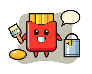 Character illustration of french fries as a painter