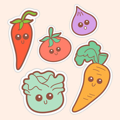 Cute hand drawn vegetable stickers
