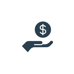 Obraz premium Salary, sell, money, business, buy, hand glyph icon. Simple solid style. Save, cash, coin, currency, dollar, finance concept. Vector illustration isolated on white background. EPS 10