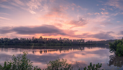Fototapeta premium Panoramic Riverside Sunrise