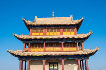 Chinese architecture building at Jiayuguan great wall pass fortress