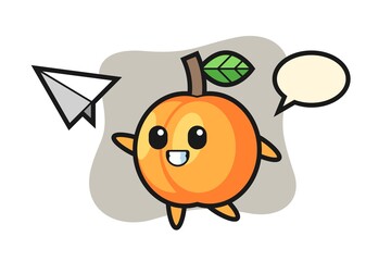 Apricot cartoon character throwing paper airplane