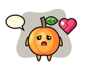 Apricot cartoon illustration is broken heart