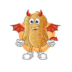 peanut demon with wings character. cartoon mascot vector