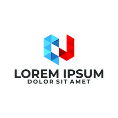 Initial letter cj logo template with modern low poly geometric illustration in flat design monogram symbol